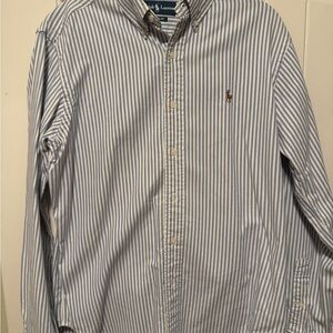 Ralph Lauren Blue and White Striped Men's Shirt
